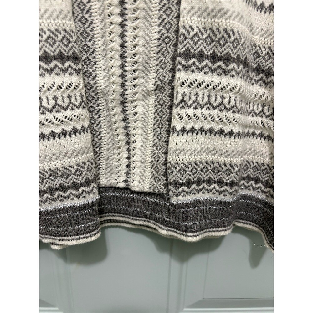 Alfred Dunner Sweater Womens Size L Silver White Geometric Knit Pullover - Picture 4 of 8